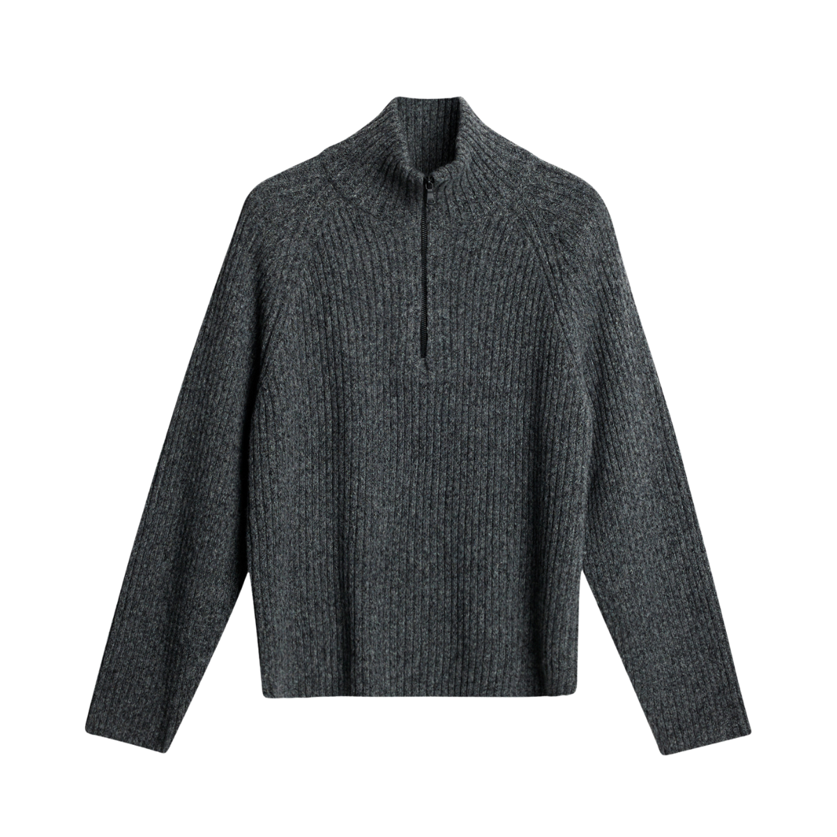 Victor Zip Wool Sweater - Dark Grey Melange
