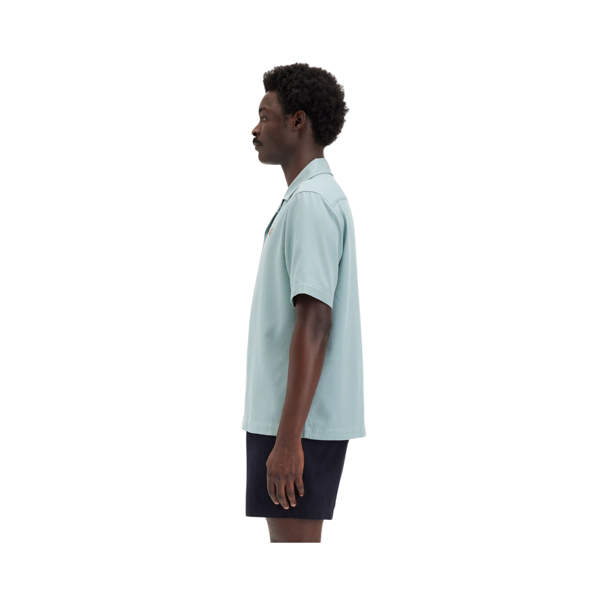 Pique Txtr Rev Collar Shirt - Silver Blue