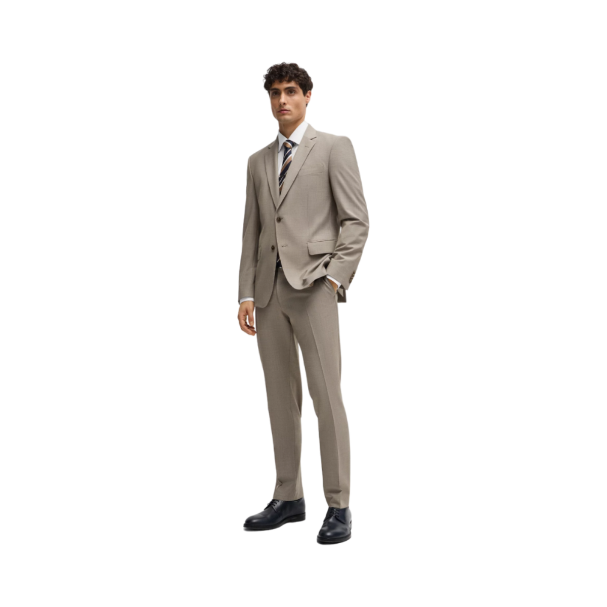 SLIM-FIT SUIT IN MICRO-PATTERNED STRETCH CLOTH 224 - Beige