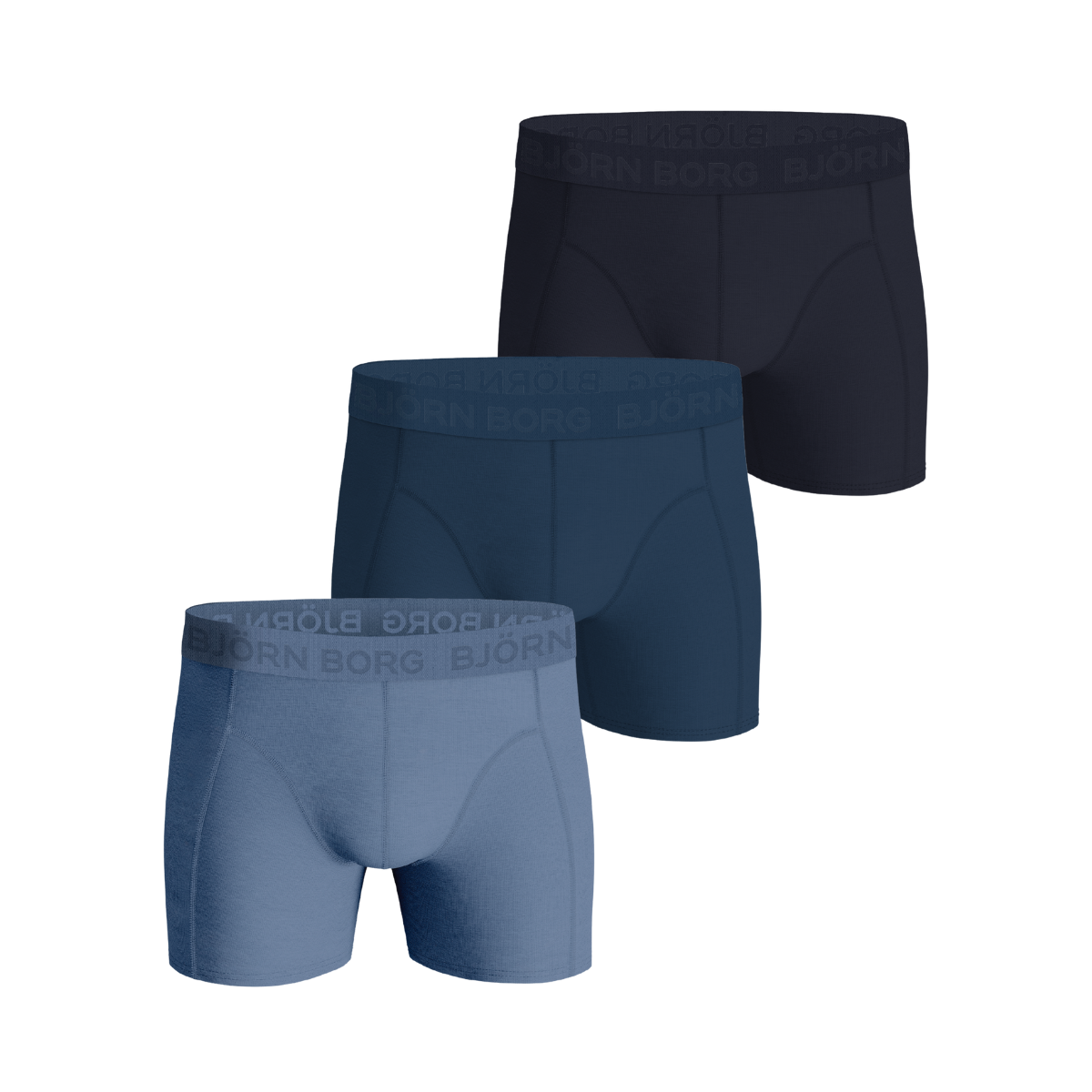 Cotton Stretch Boxer 3P - Blue/Navy/Dark Blue