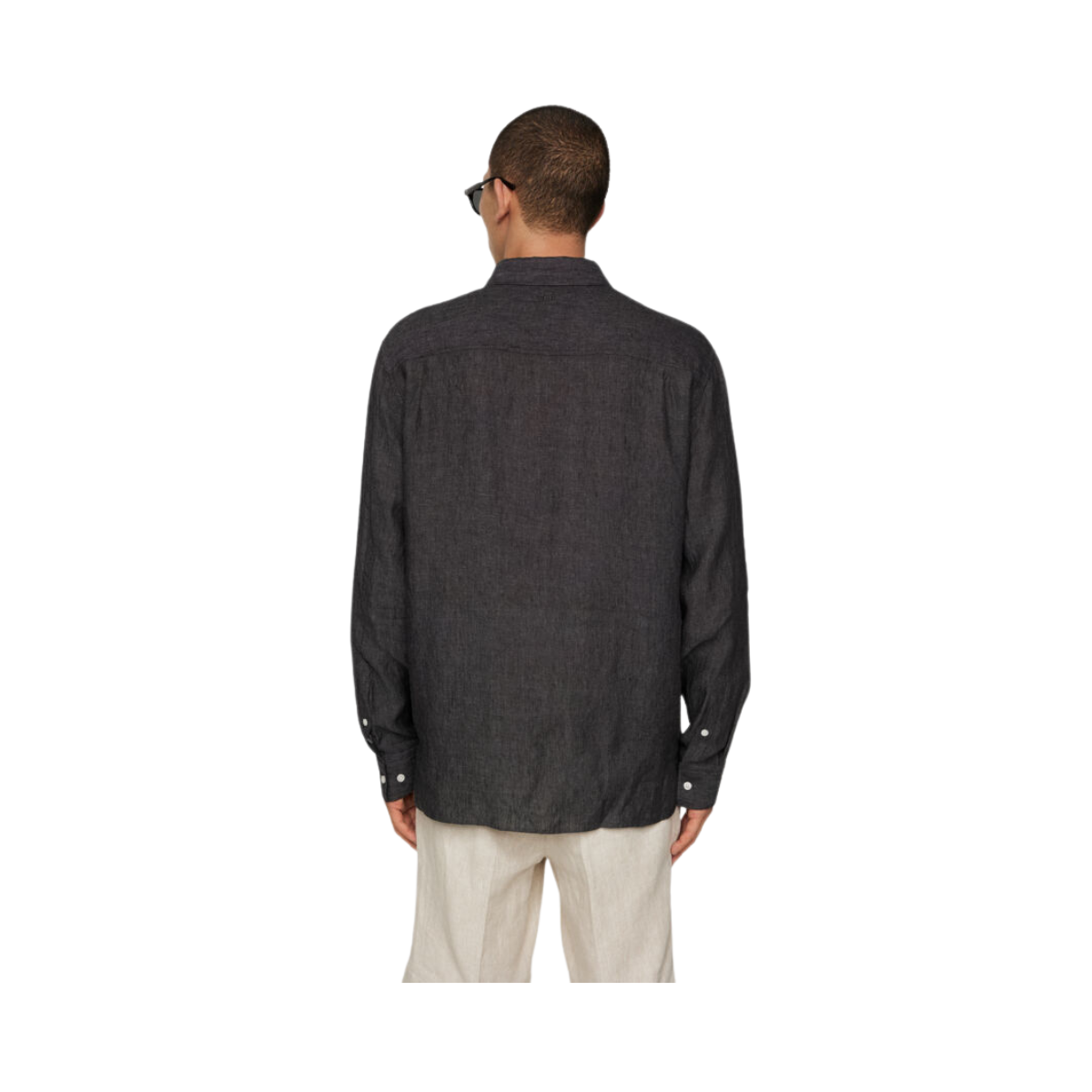Reg LS Linen Melange Shirt - Black
