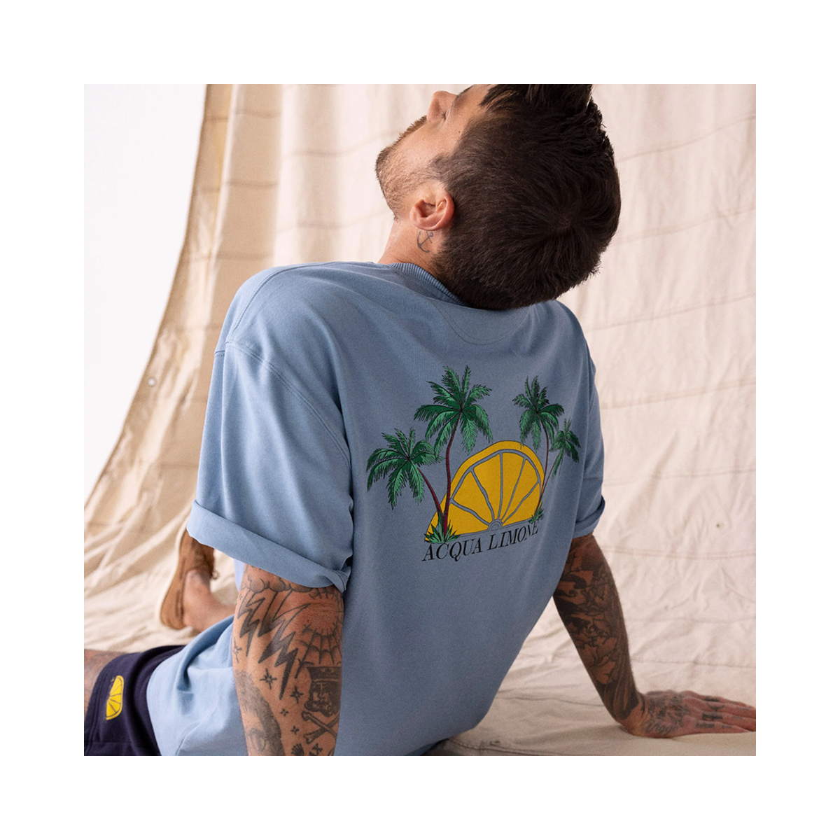 Heavy Tee Palm tree - Corn Blue