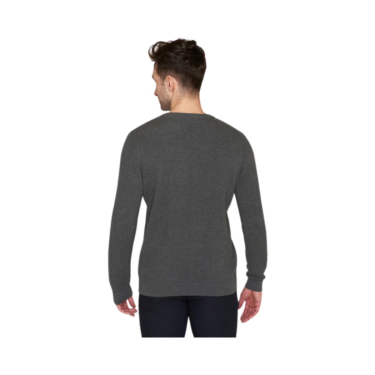 Vagn Reg Bubble Knit Crew Neck - Dark Grey Melange