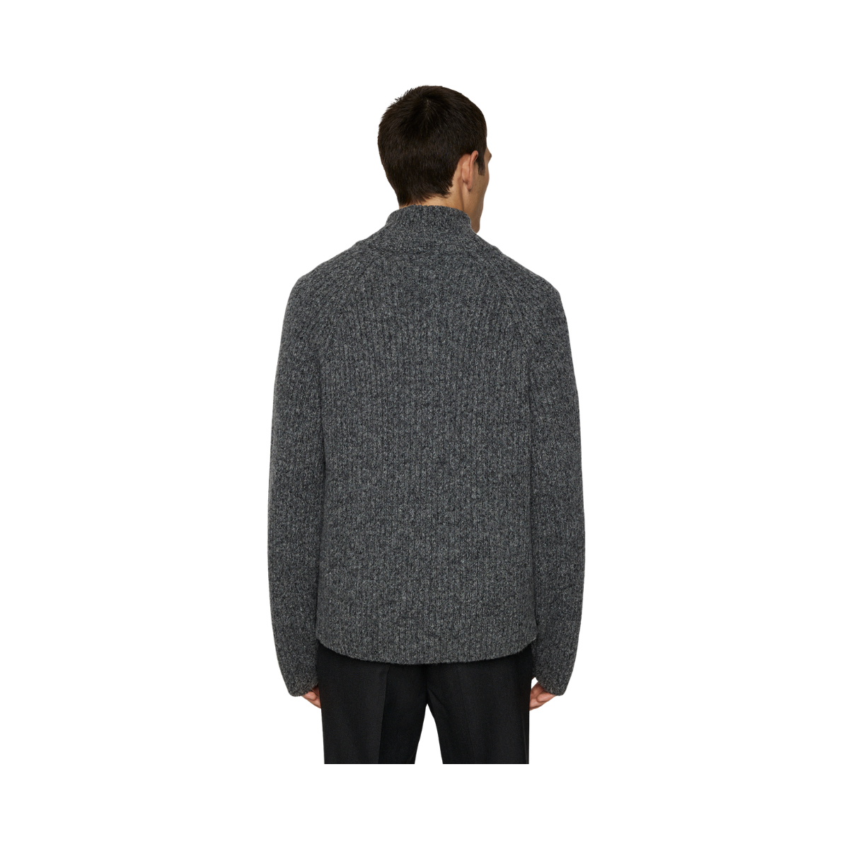 Victor Zip Wool Sweater - Dark Grey Melange