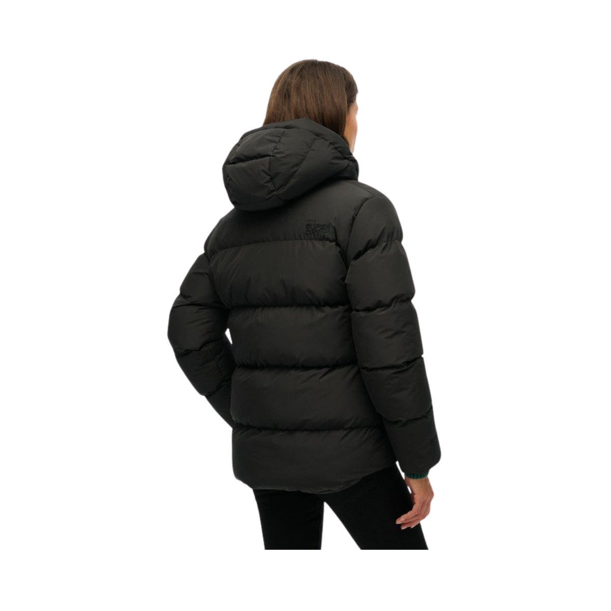 Hooded 5 Baffle Sports Puffer - Black
