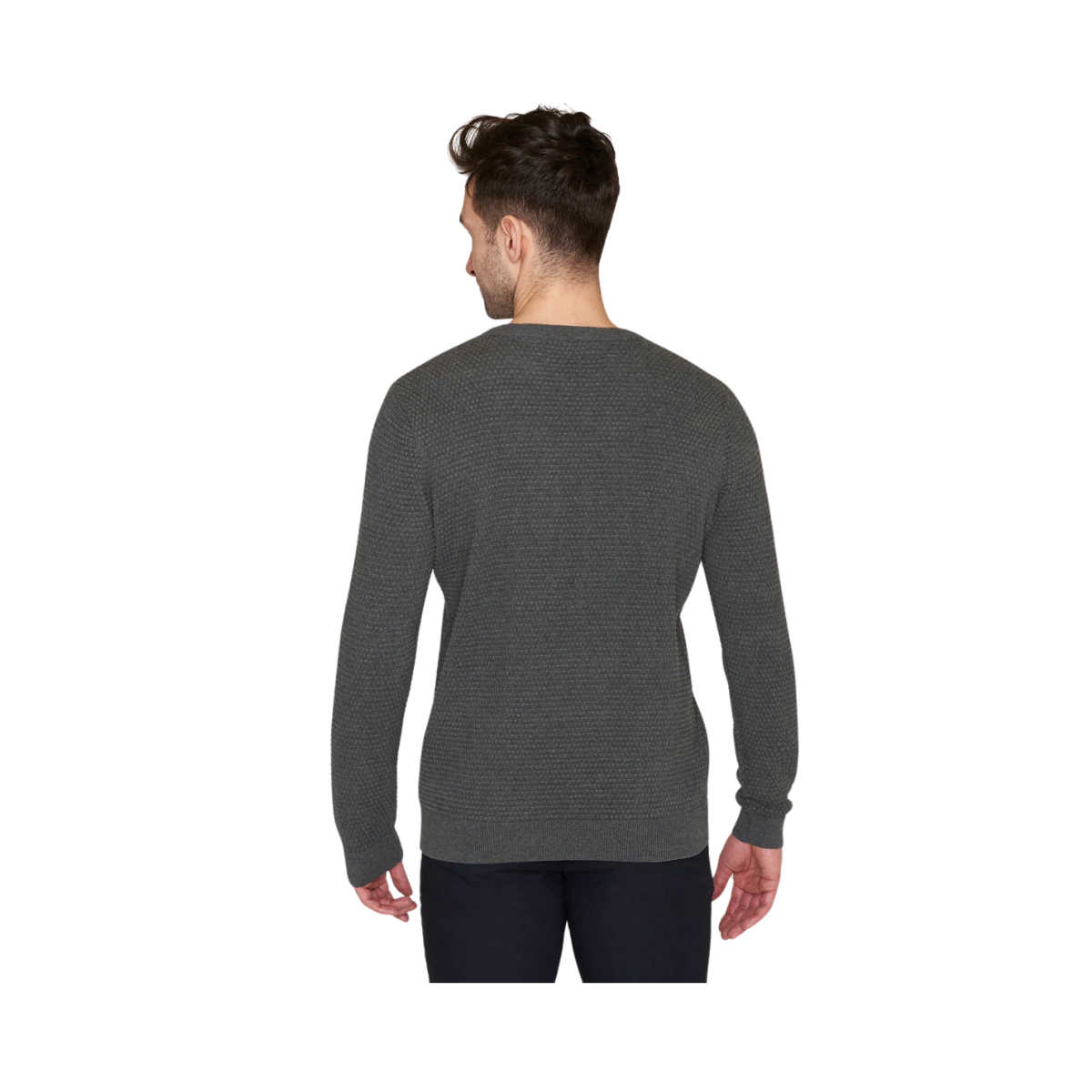 Vagn Reg Bubble Knit Crew Neck - Dark Grey Melange