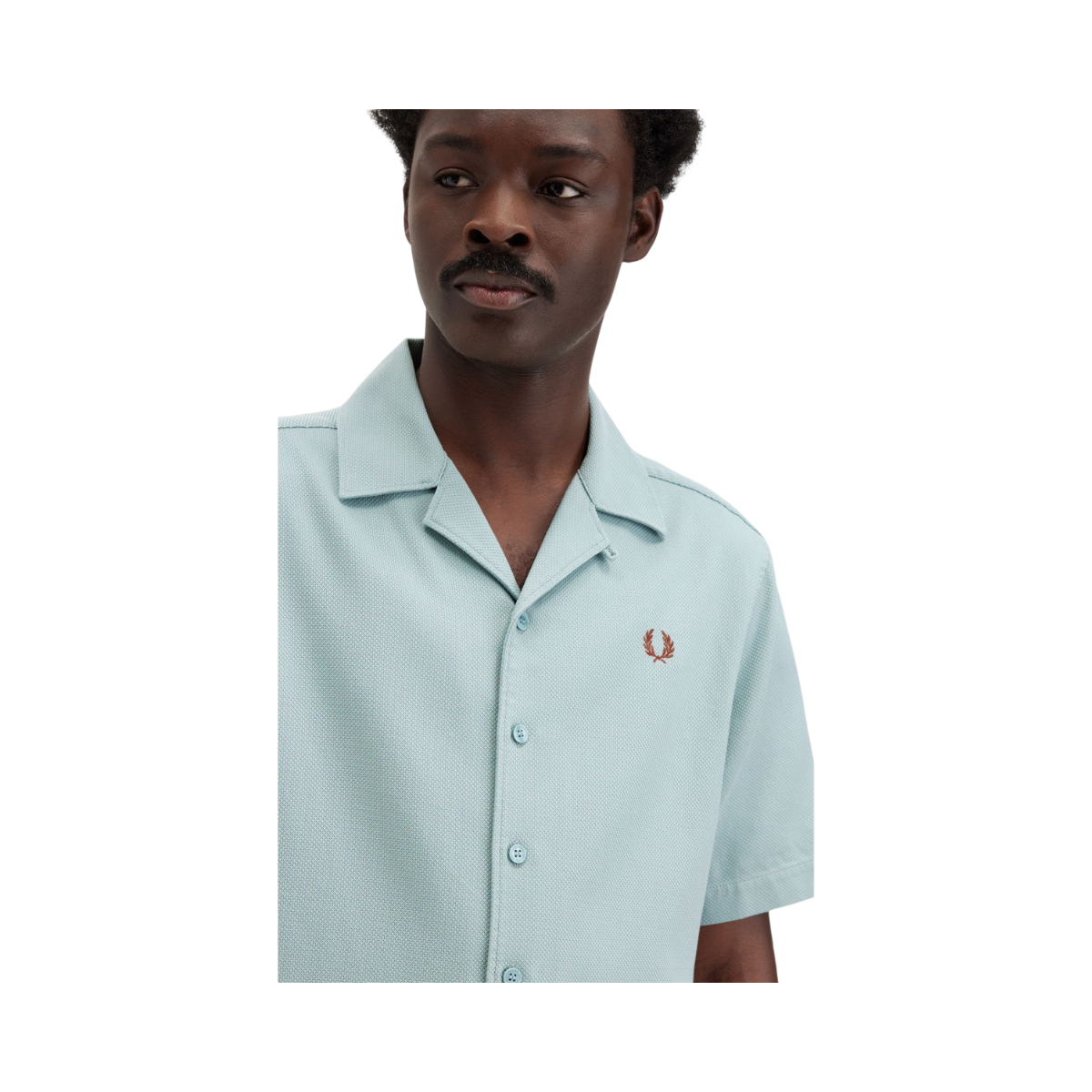 Pique Txtr Rev Collar Shirt - Silver Blue
