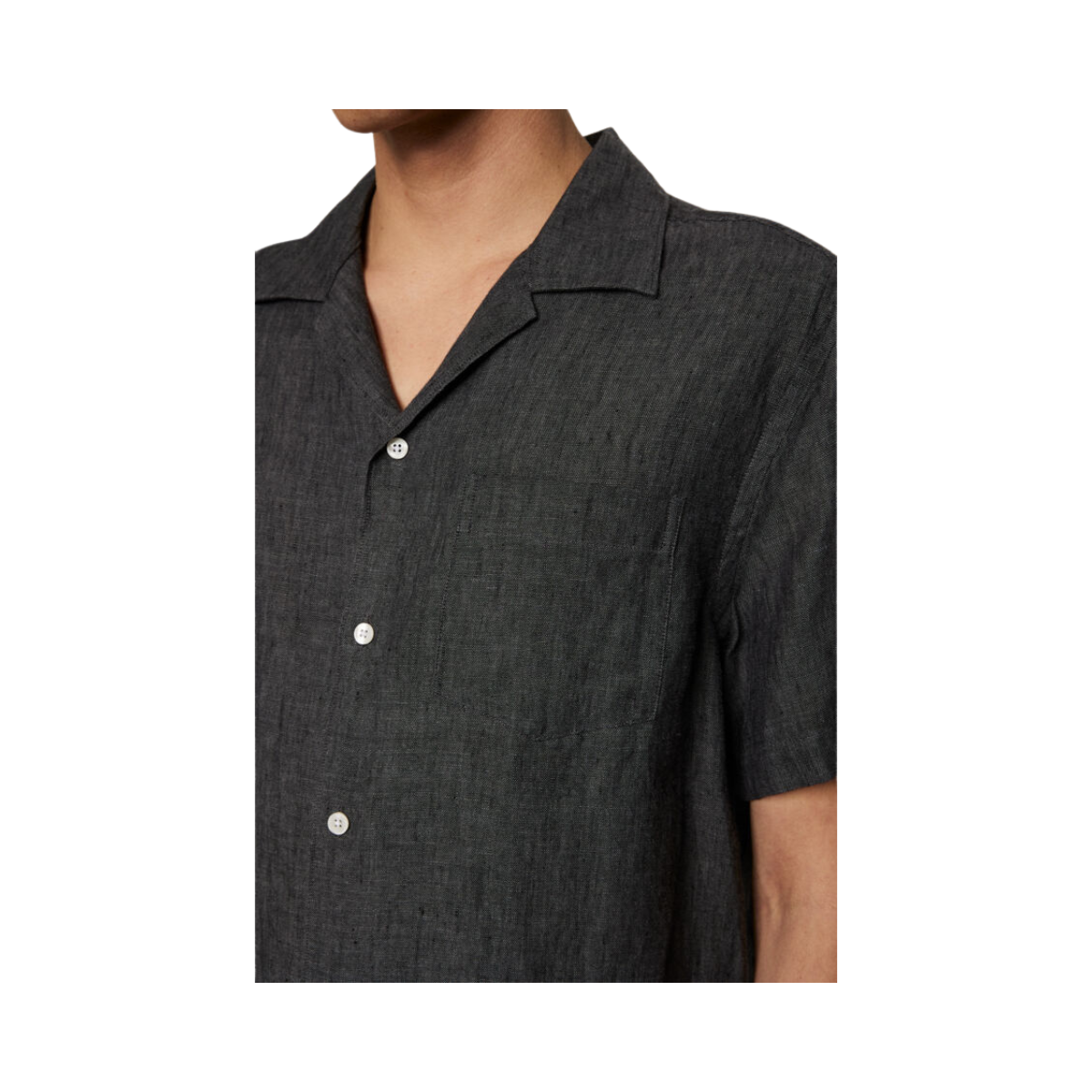 Elio Linen Melange Shirt - Black