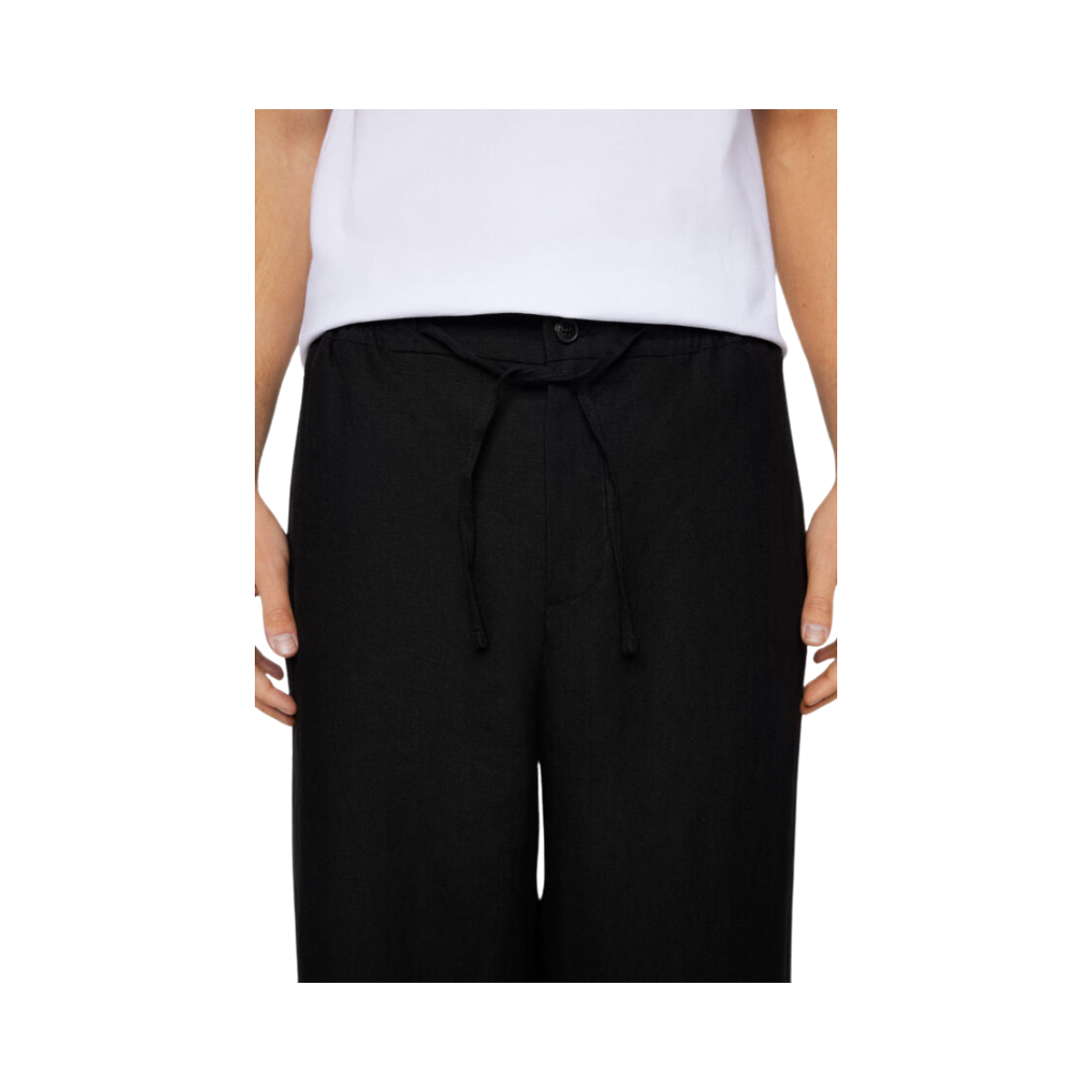 Noah Drape Linen Pants - Black