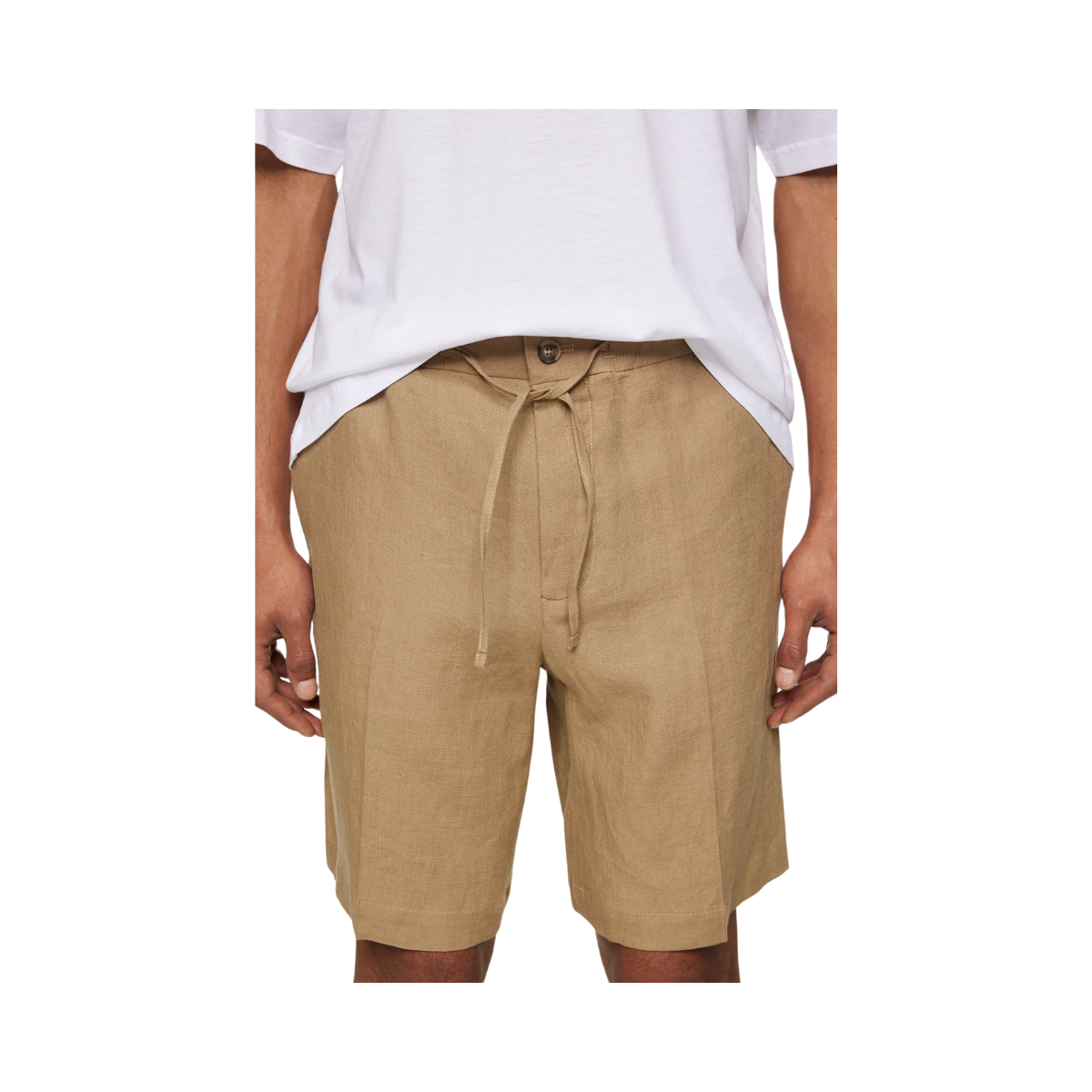 Brady Drape Linen Shorts - Sepia Tint