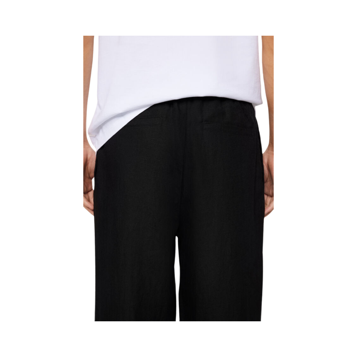 Noah Drape Linen Pants - Black