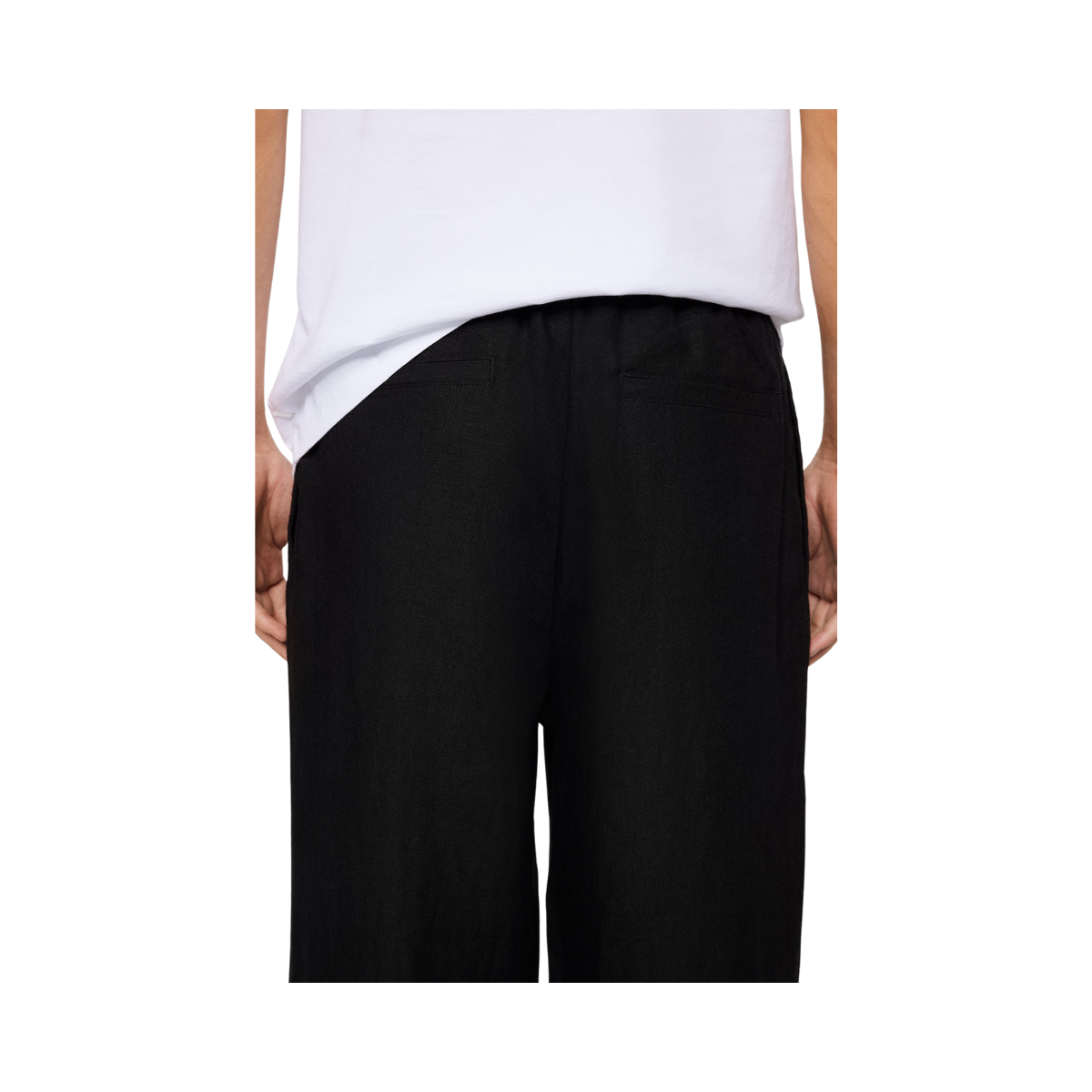 Noah Drape Linen Pants - Black