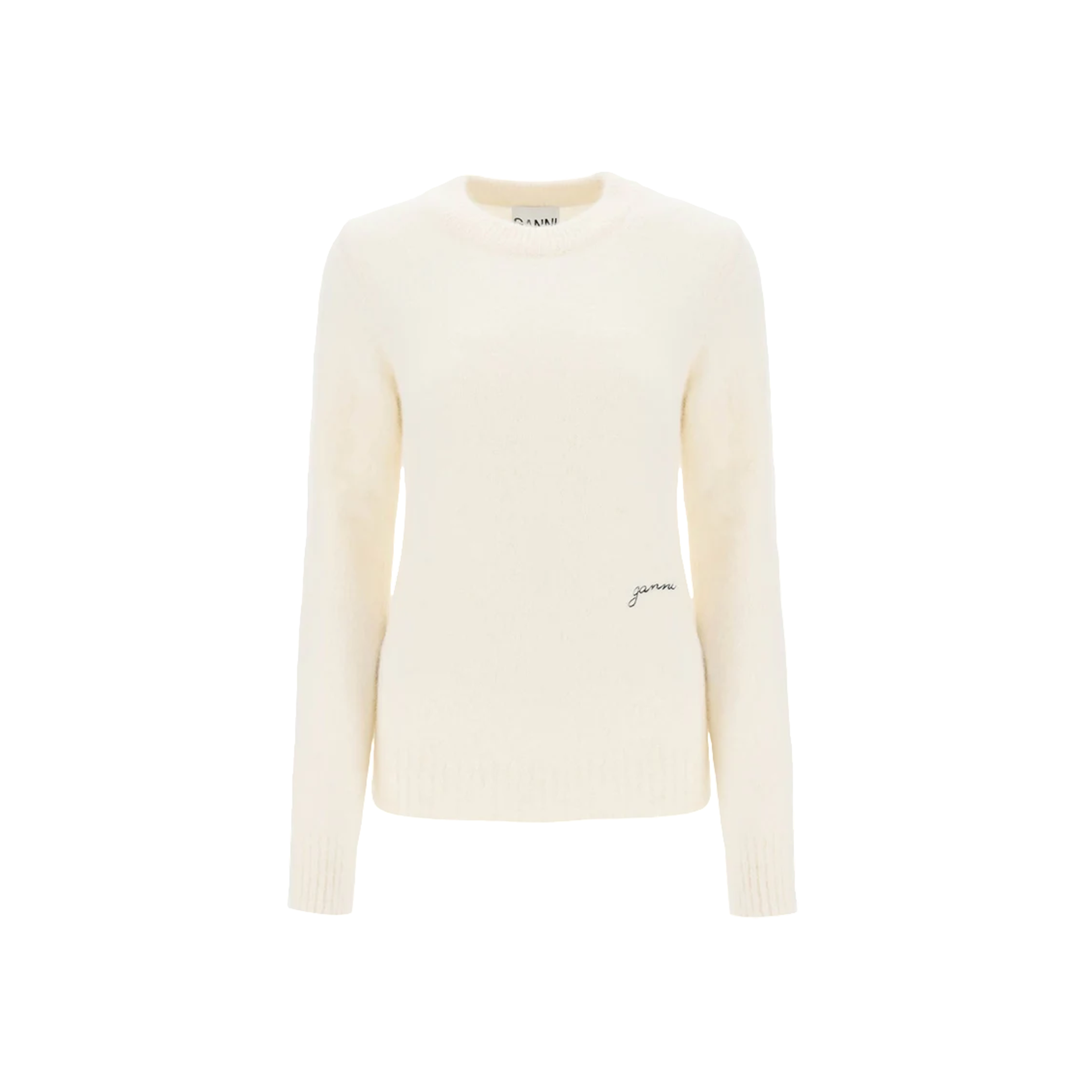 Brushed Alpaca O-Neck - White