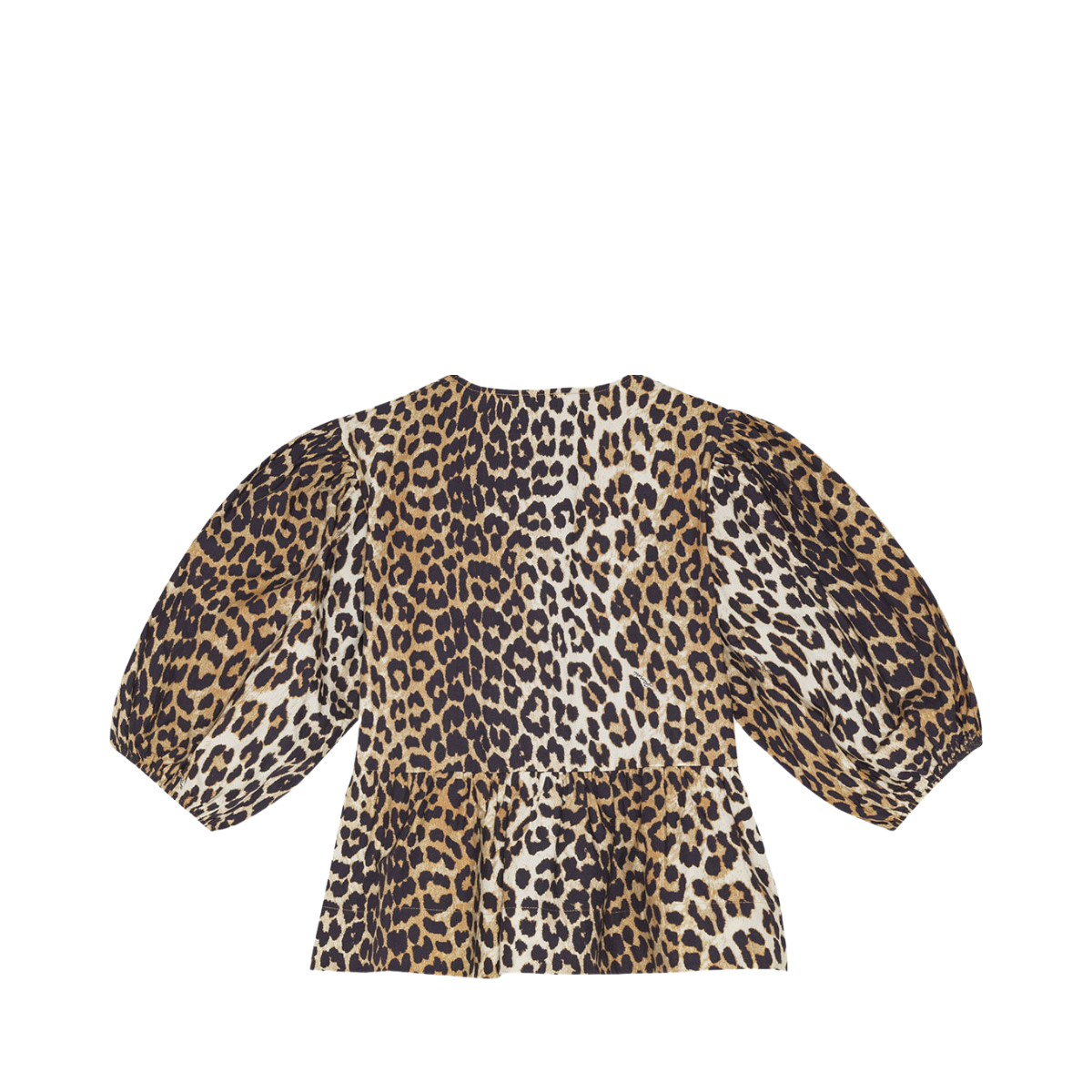 Printed Cotton Poplin Peplum Blouse - Leopard