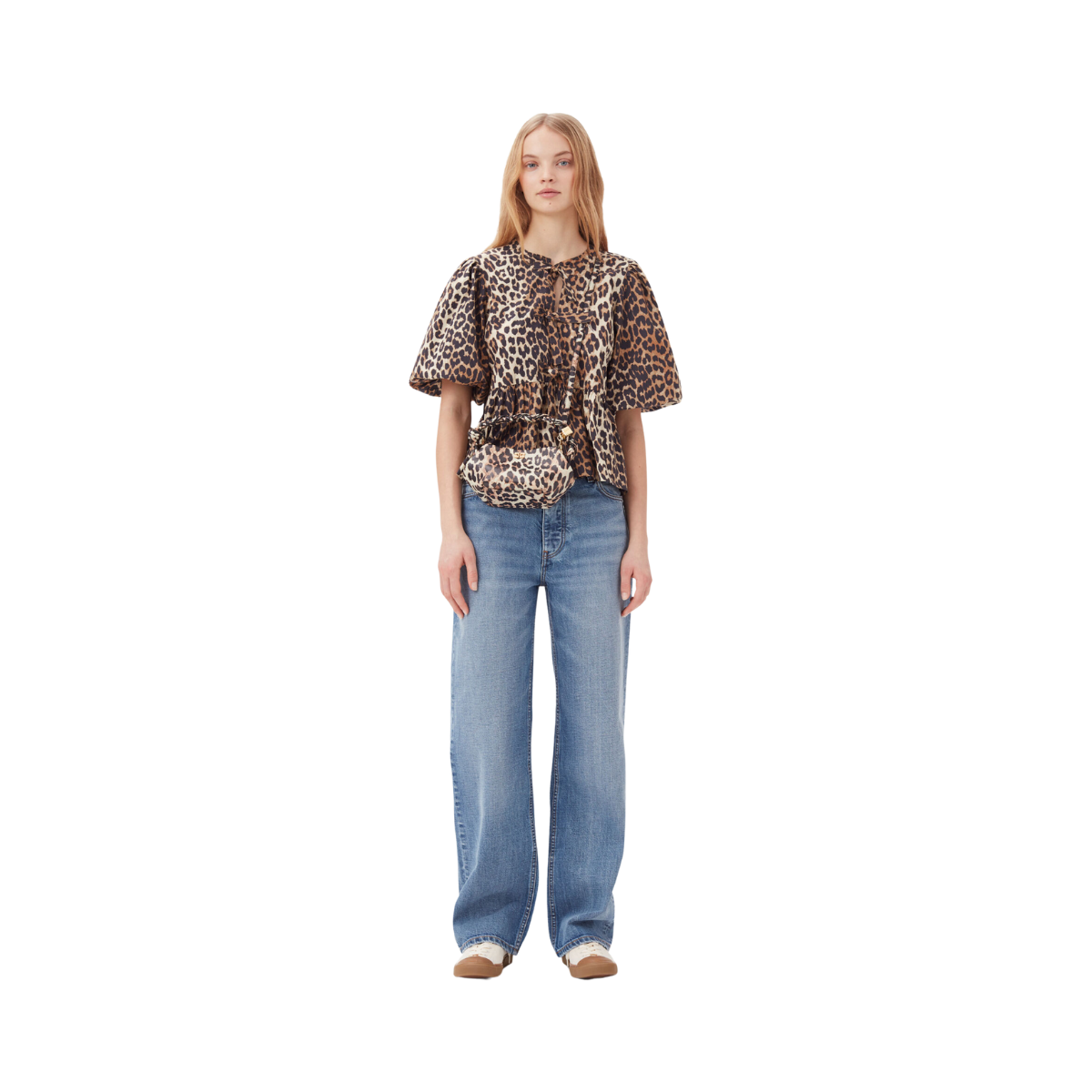 Printed Cotton Poplin Peplum Blouse - Leopard