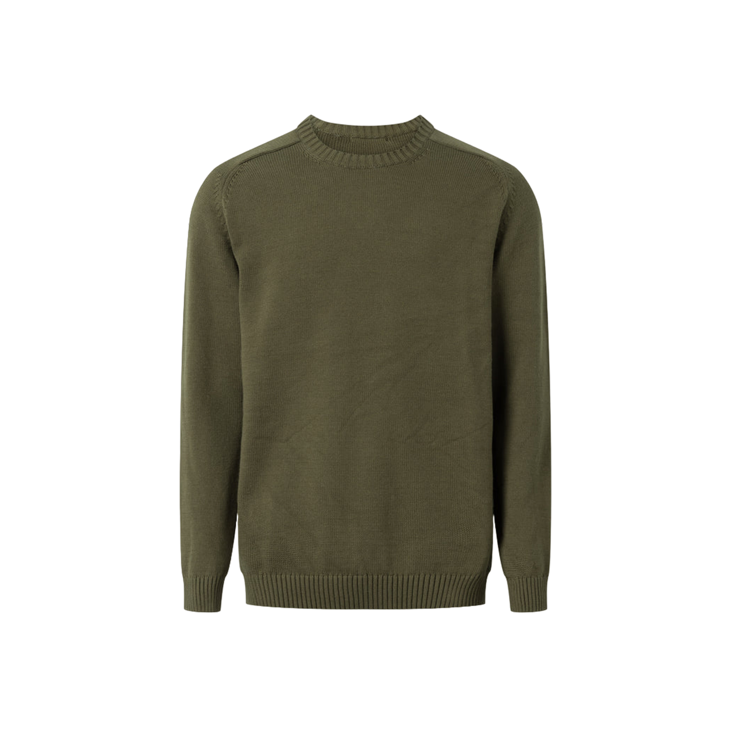 Plain Knitted Crewneck - Dark Olive