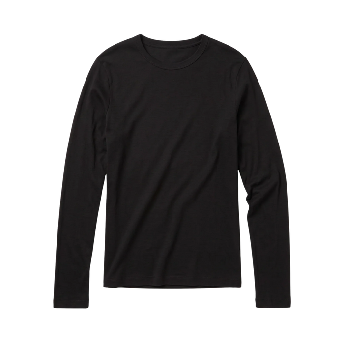 Merino Rib Long Sleeve T-Shirt - Black Jet
