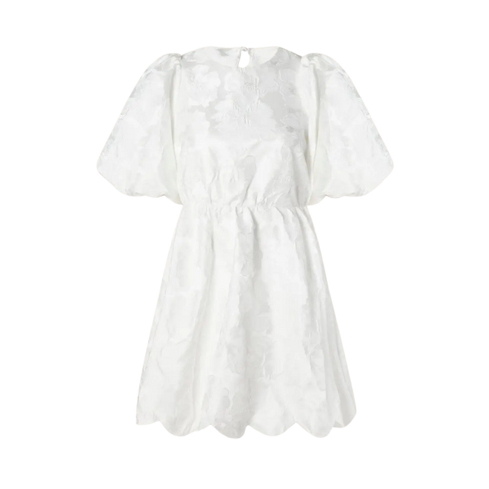 Elina Scalloped Detail Mini Dress - White