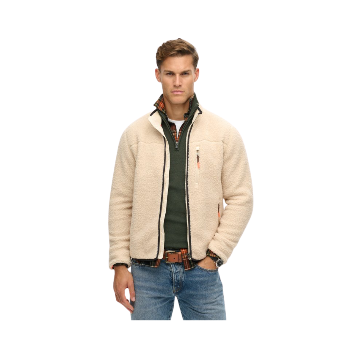 Outdoor Full Zip Fleece - Oatmeal Beige