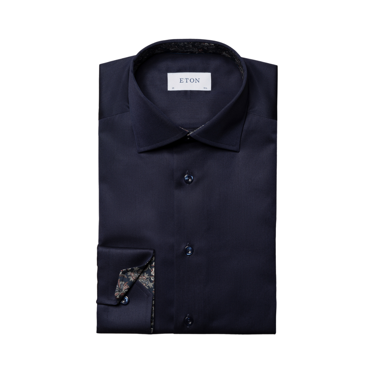 Slim Fit Paisley Effect Signature Twill Shirt Cut Away Collar - Navy