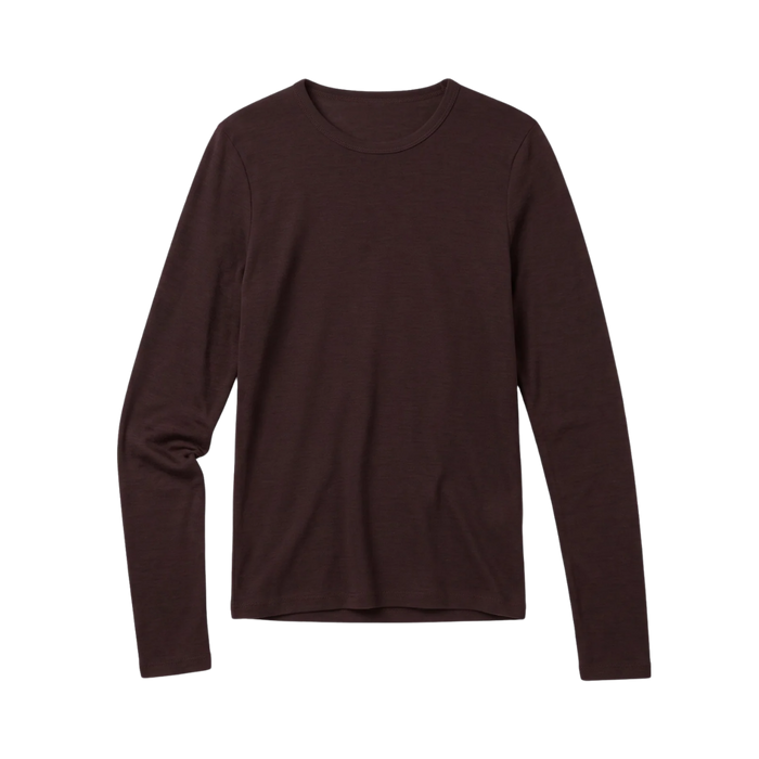 Merino Rib Long Sleeve T-Shirt - Chocolate Torte