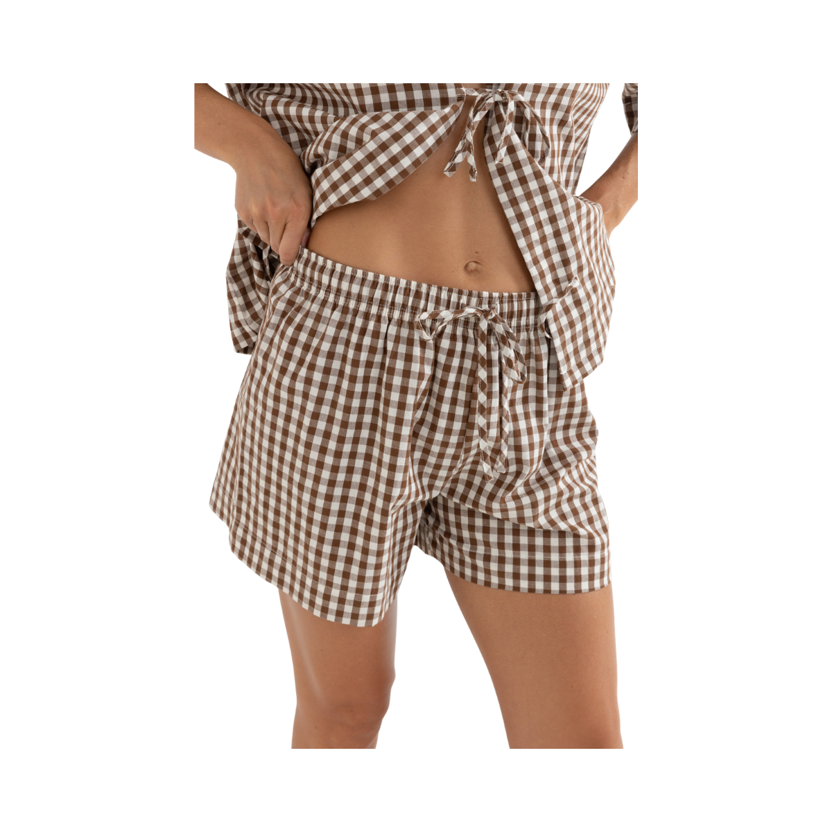 Birdie Gingham Shorts - Brown