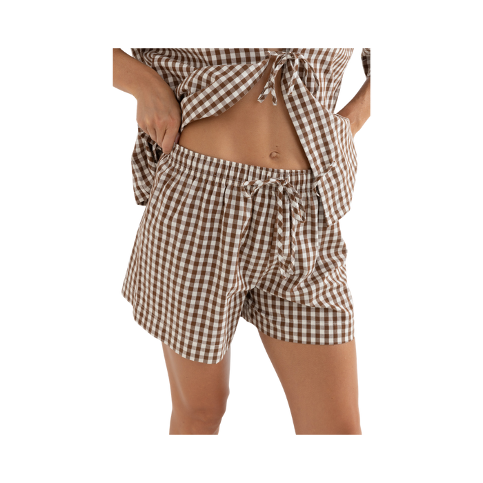 Birdie Gingham Shorts - Brown