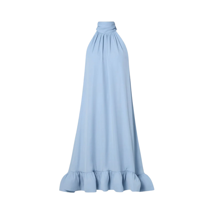 Sabrina Halterneck Ruffled Maxi Dress - Sky