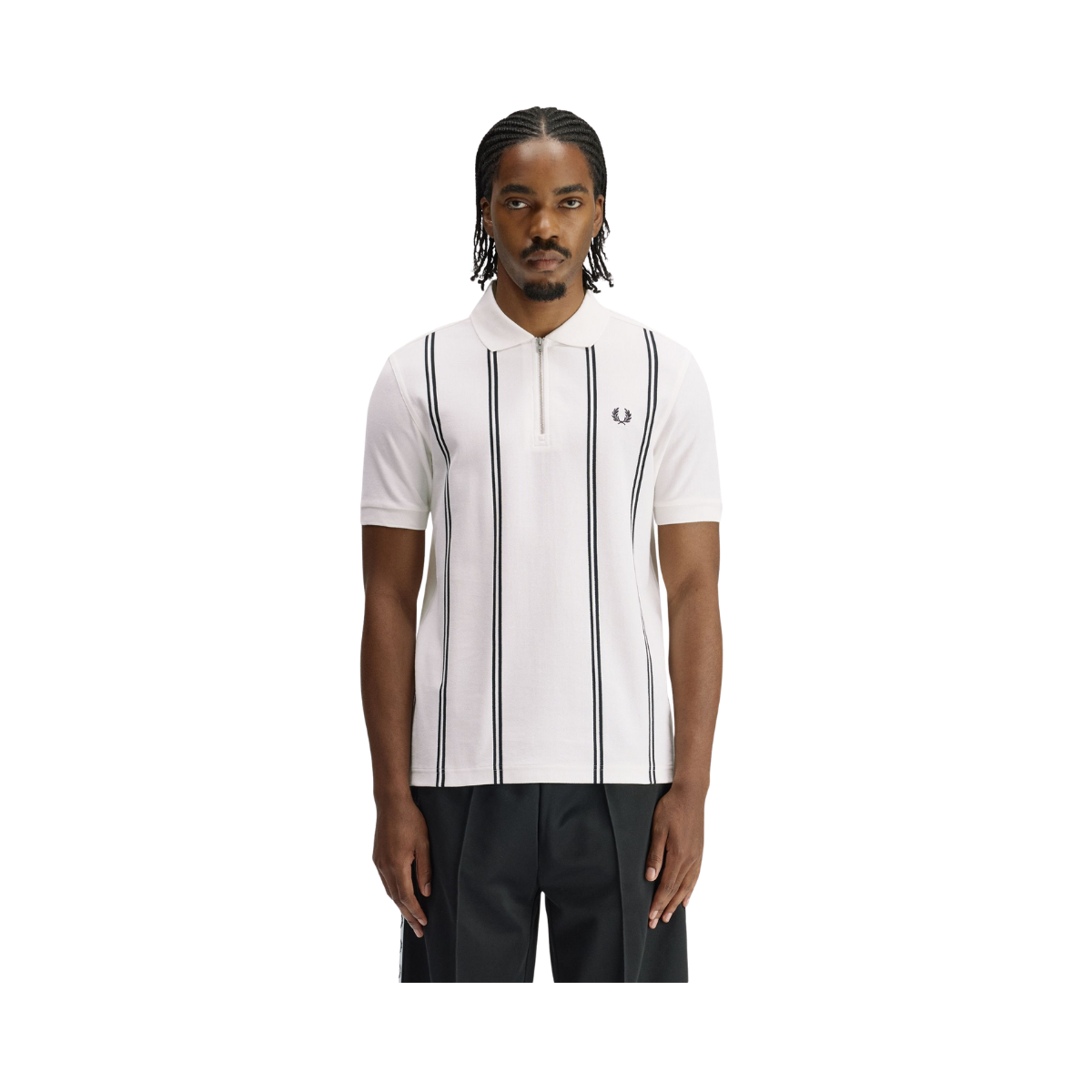 Vertical Stripe Polo - Snow white