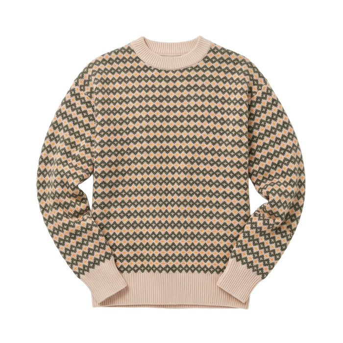 Lambswool Jacquard Sweater - Green