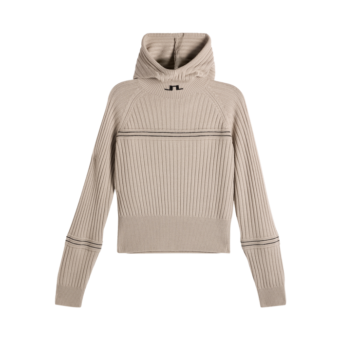 Hilda Knitted Rib Hoodie - Moonbeam