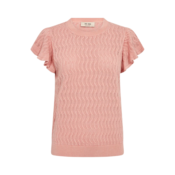 MMGanna Pattern O-Neck Knit Top - Peachy
