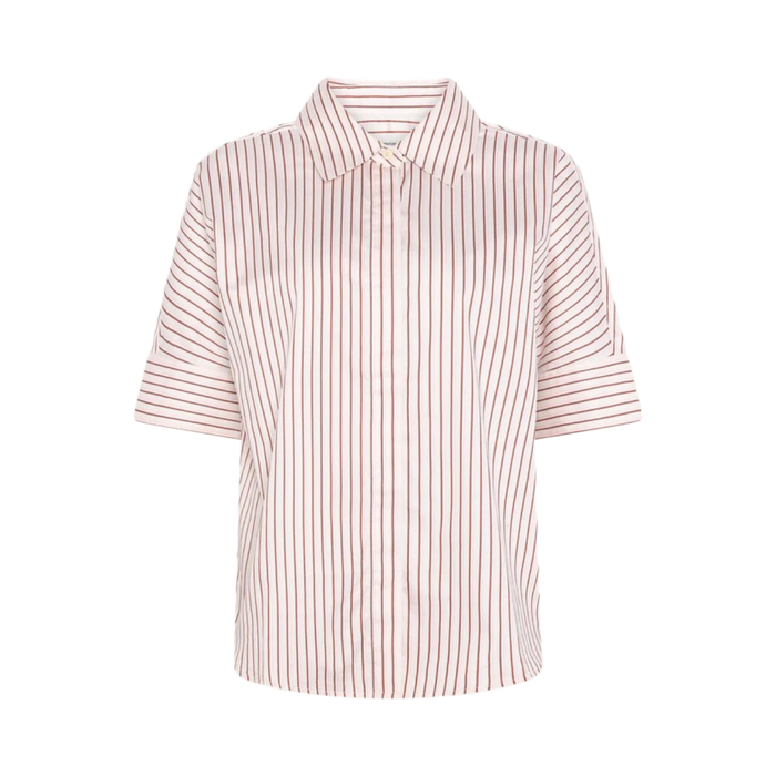 Islet Satin SS Shirt - Red Stripe
