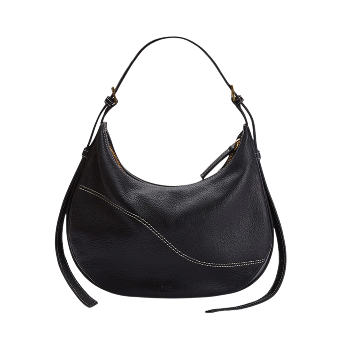 Liveri Leather Small Hobo Bag - Black