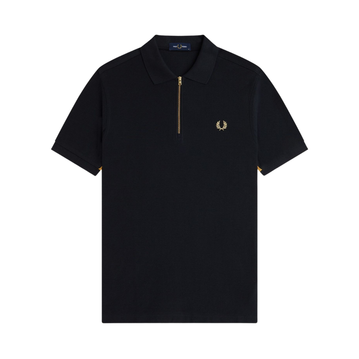 Stripe Tape Polo Shirt - Black/Champagne