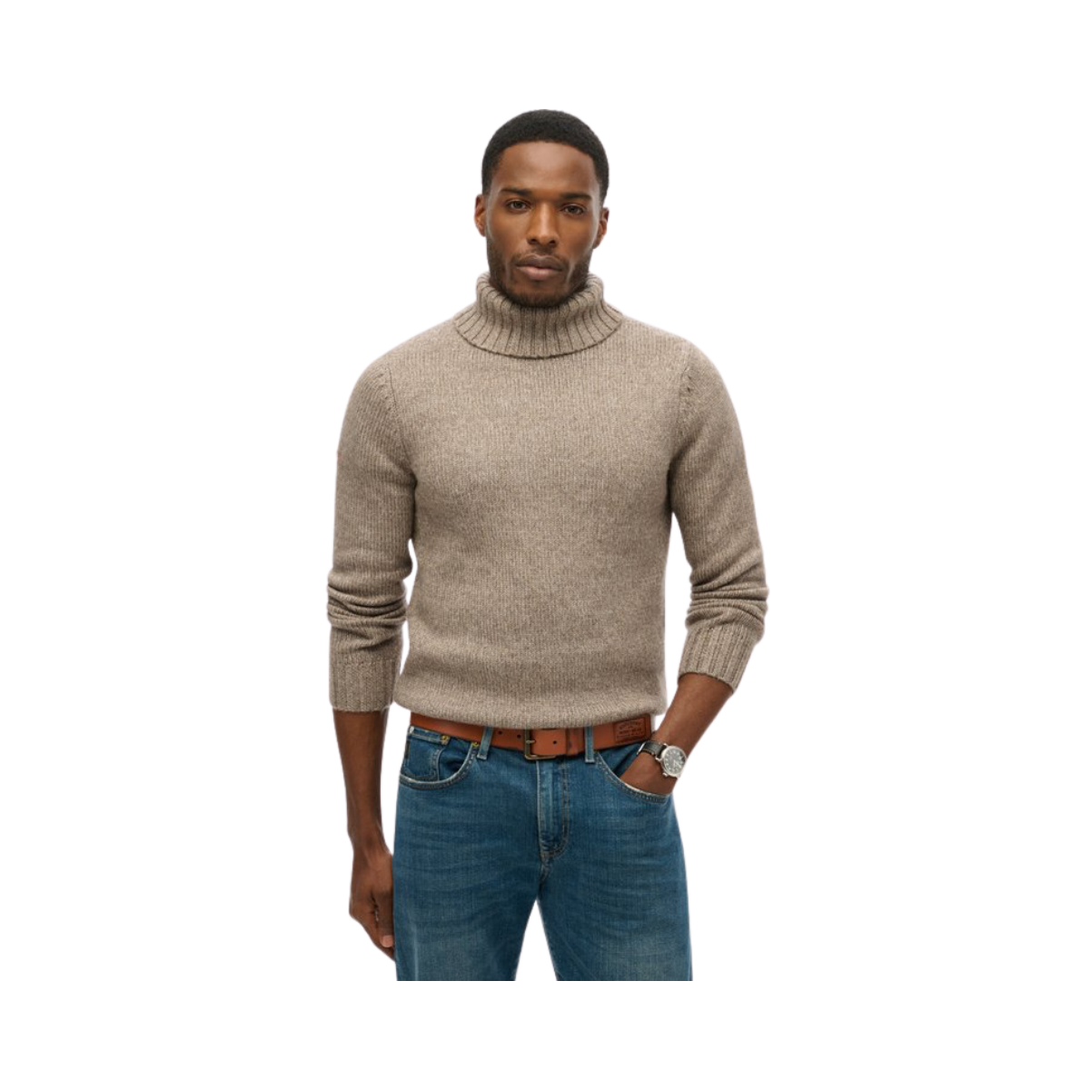 Brushed roll neck jumper - Grey Quartz