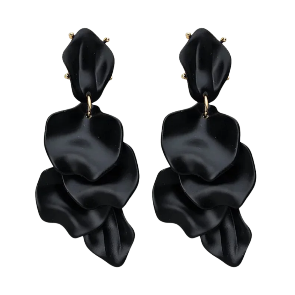 Leaf Earrings Pearl Black - Pearl Black