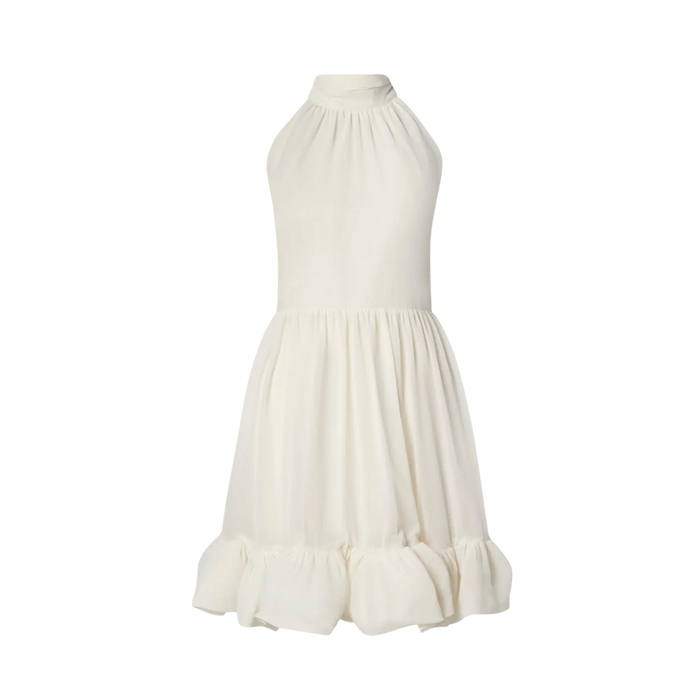 Fern Halterneck Ruffled Mini Dress - White