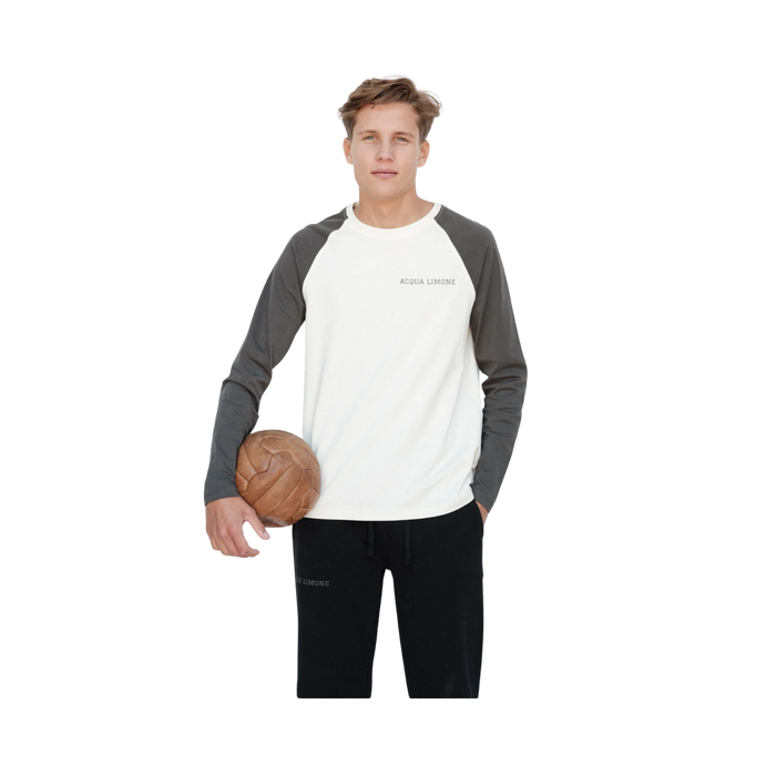 Cropped Varsity LS Tee - Ecru/Anthracite