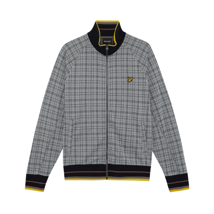 Hawick Check Track Jacket - Mid Grey Marl