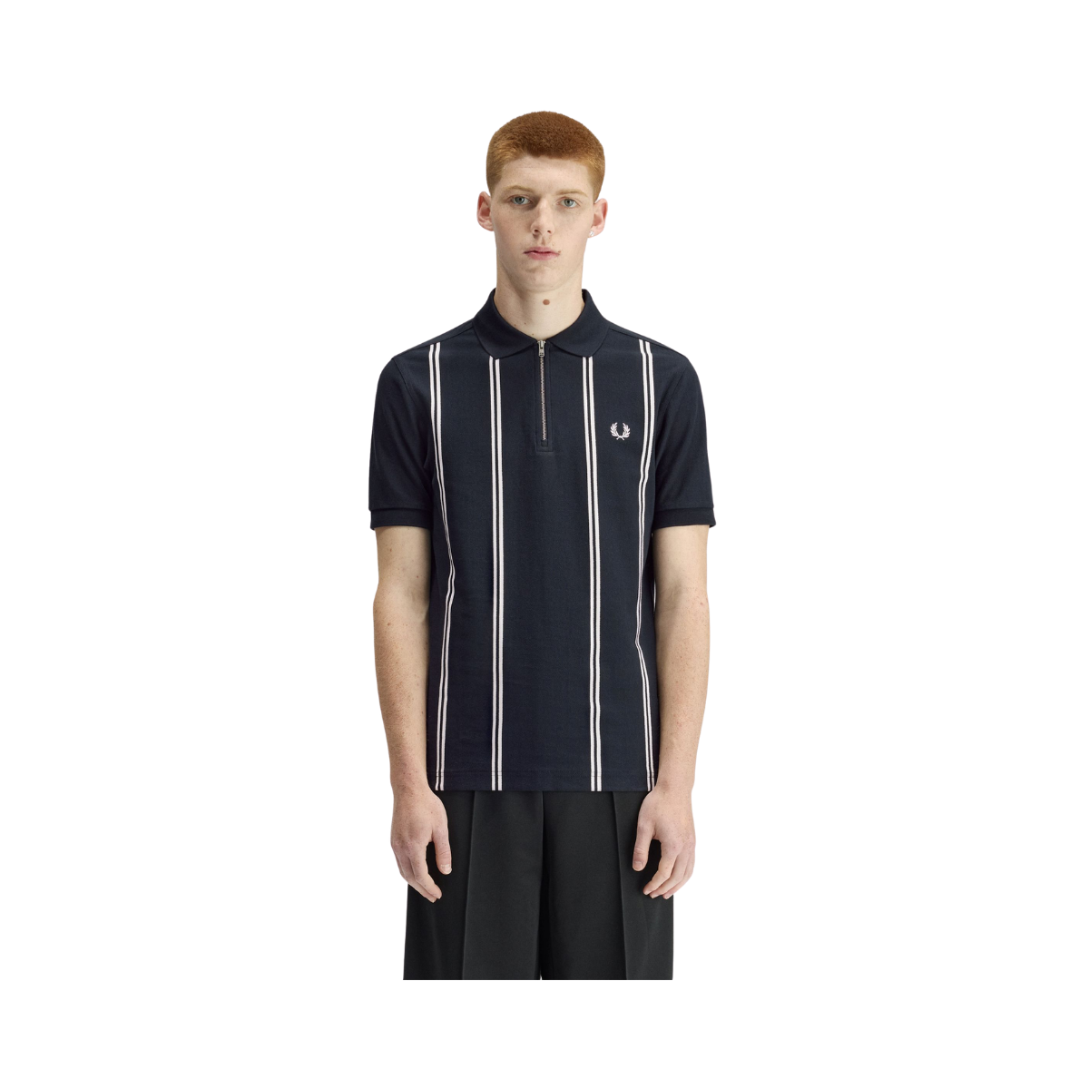 Vertical Stripe Polo - Navy