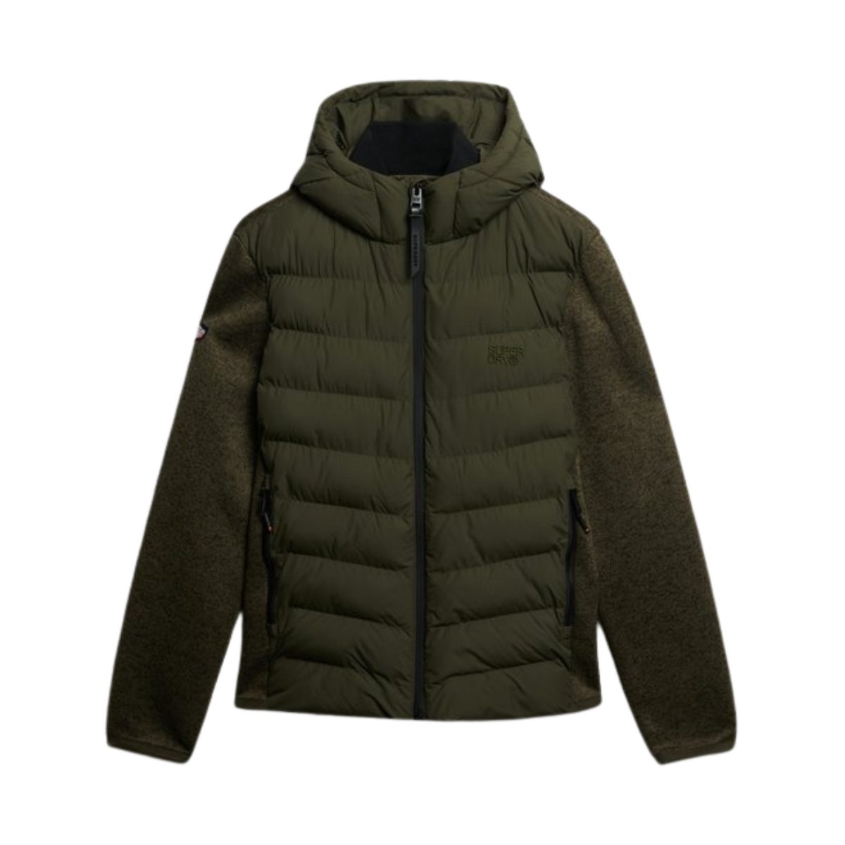 Hooded Storm Knit Hybrid Jacket - B9X Khaki Green Marl