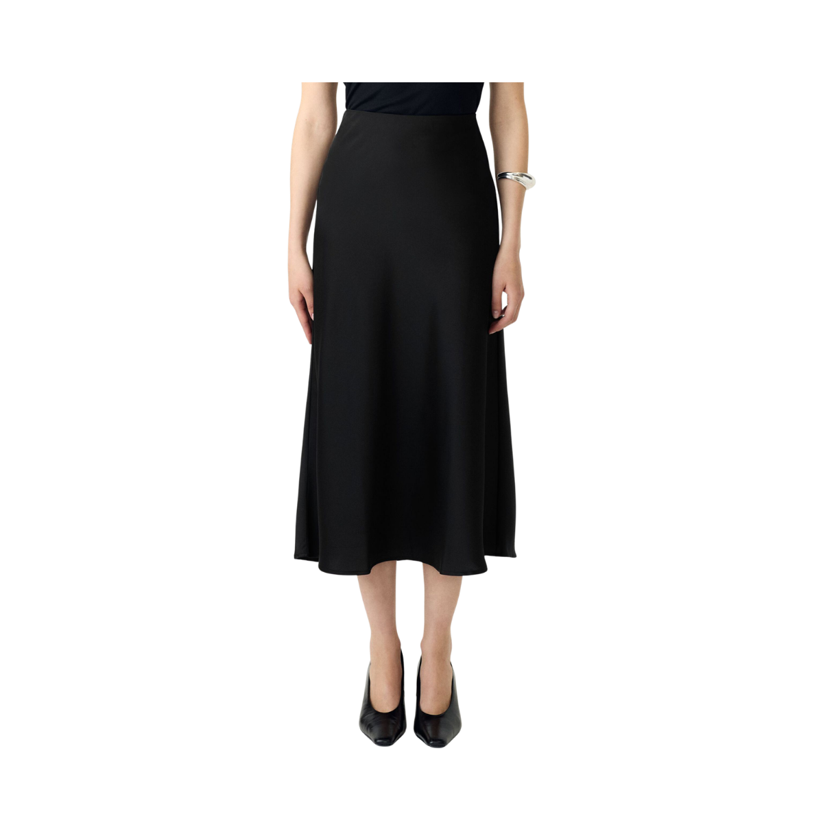 YASPella Highwaist Midi Skirt - Black