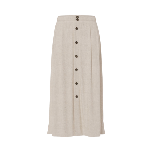 YASUsuma Linen Blend Long Skirt - White Pepper