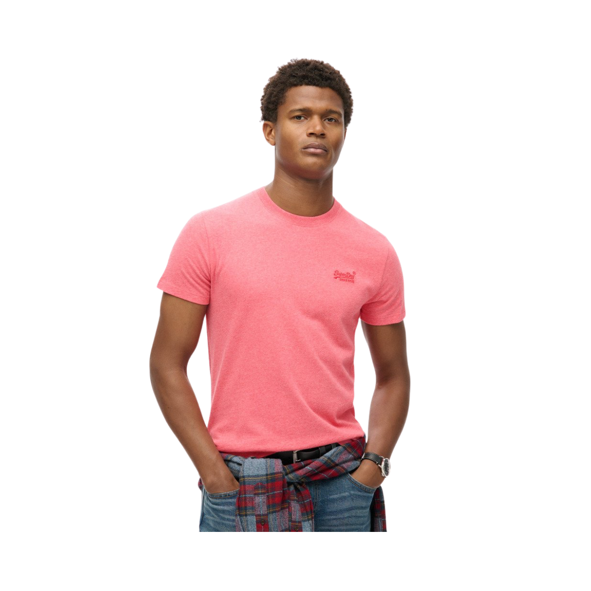 Essential Logo EMB Tee - Punch Pink Marl