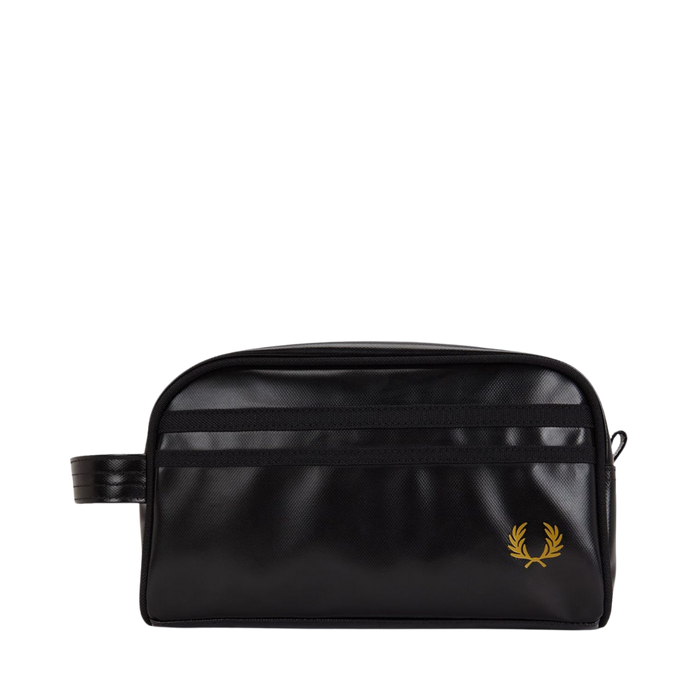Tonal Coated Poly Wash Bag - Black/Gold