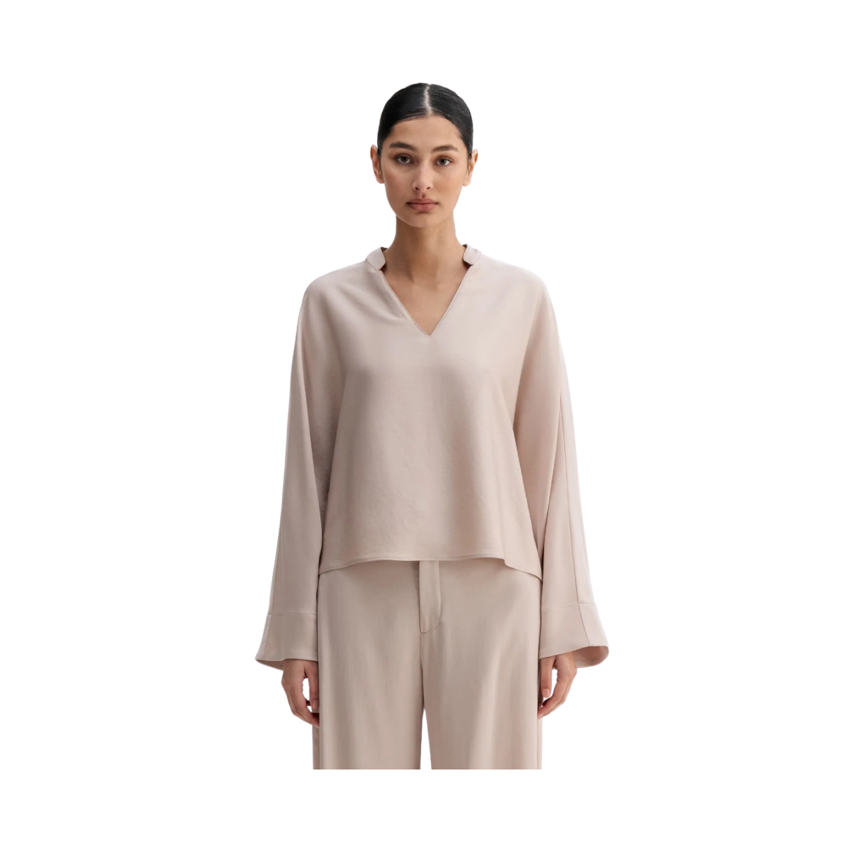 Nina V-Neck Blouse - Greige
