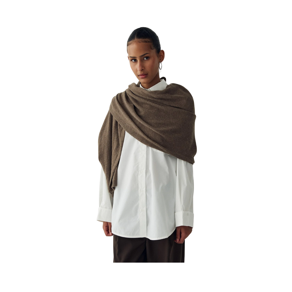 N-Niva Knit Scarf - Brown Melange