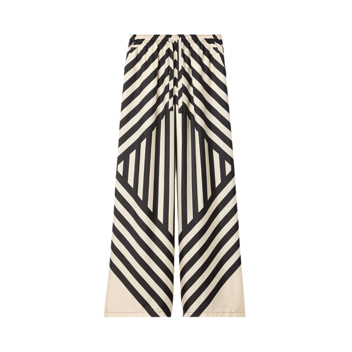 Eve Relaxed Print Trousers - Black