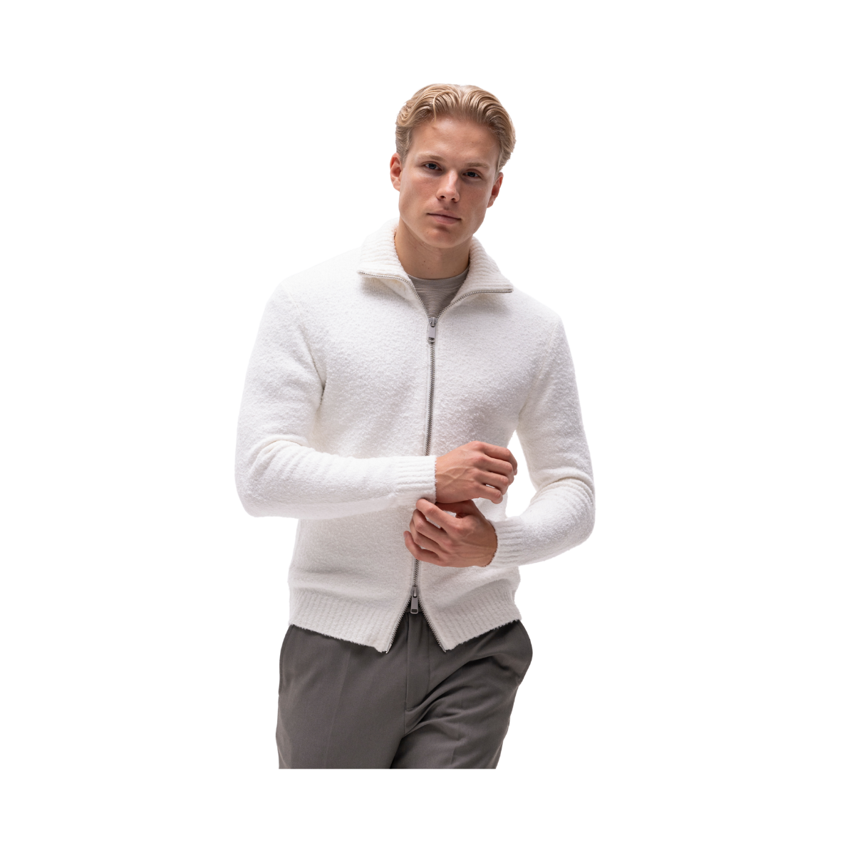 Marcello Zip Knit V1 - Offwhite